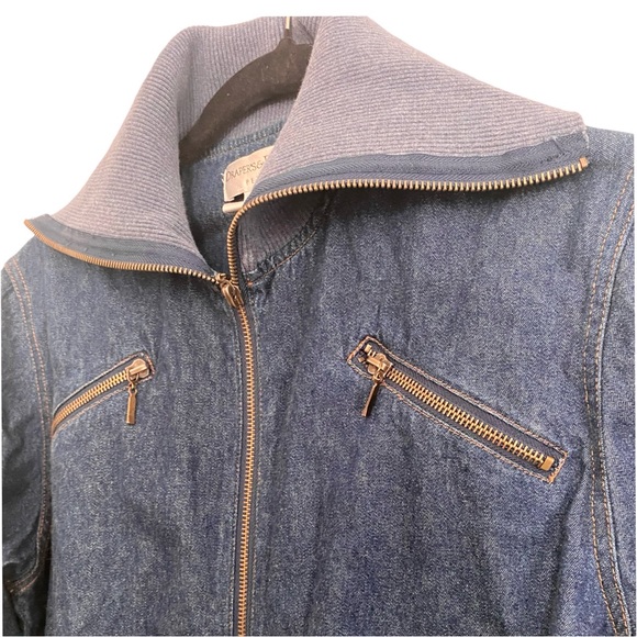 Draper’s & Damon’s Denim Jacket Small Petite Jean Moto Zippered Pockets - Picture 3 of 6